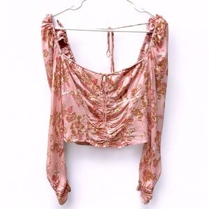 Free People “Hilary” Pink Floral Ruched Women’s Top Size Small